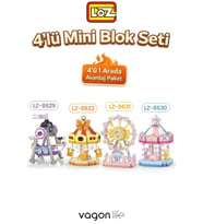 Loz Micro Block 4'lü Lunapark Seti 4 Farklı Model Dekoratif Oyuncak Yapım Seti Yapı Blok Seti