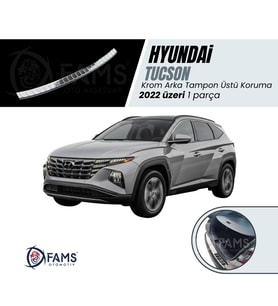 Hyundai Tucson Krom Arka Tampon Üstü Koruma 2022 üzeri P.Çelik (Parlak)