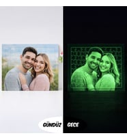 BK Gift Kişiye Özel Fotoğraflı 99 Parça A4 Fosforlu Puzzle -1, Gece Parlayan Puzzle, Sevgiliye ve Ev Hediyesi