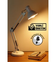 360° Ayarlanabilir Metal Masa Lambası, Şık ve Hareketli Tasarım (Krem)