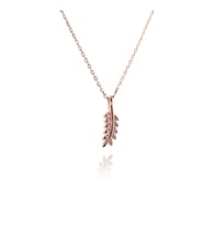 Taşlı Yaprak Kolye (Rose - Gold)