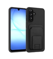 Samsung Galaxy A17 Kılıf Kartlıklı ve Deri Dokulu Şık ApexWallet Premium Kapak RYC/Bikart (Siyah)