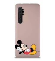 Xiaomi Mi Note 10 Lite Soft Premier Kapak Mickey Mouse-F Tasarımlı Silikon Kılıf - Pudra (Şeffaf)