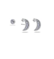 Ay Yıldız Rodyumlu Tragus Gümüş Küpe 5521