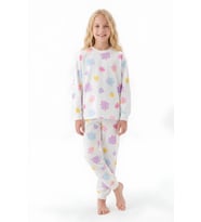 %100 Pamuk ve Baskılı Kız Çocuk Pijama Takımı 8-13 Yaş 12739IS MODANINO