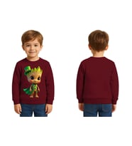 Unisex Groot Baskılı Çocuk Swaetshirt 3 İplik Şardonlu (Bordo)