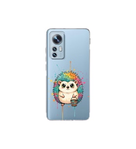 Xiaomi Mi 12 Pro ile Uyumlu Splash Kirpi Tasarımlı Şeffaf Silikon Kılıf