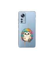 Xiaomi Mi 12 Pro ile Uyumlu Splash Kirpi Tasarımlı Şeffaf Silikon Kılıf