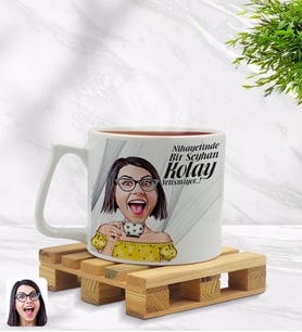 BK Gift Kişiye Özel Kadın Kolay Yetişmiyor Karikatürlü Middle Beyaz Kupa Bardak Model 9