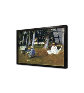 Claude Monet Painting By The Edge Of A Wood Çerçeveli Cam Tablo
