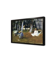 Claude Monet Painting By The Edge Of A Wood Çerçeveli Cam Tablo