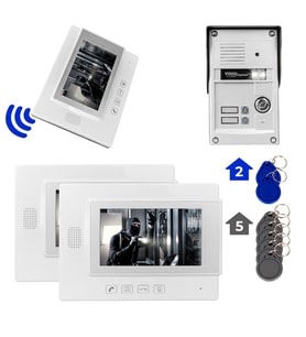 Powermaster Görüntülü Kapı Zili Intercom 2 Dairelik Diafon Kablosuz Gece Görüşlü Şifreli Çipli Kapı Zili İki Daire