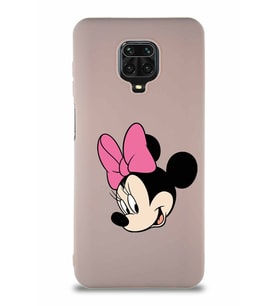 Xiaomi Redmi Note 9S Soft Premier Kapak Minnie Mouse-B Tasarımlı Silikon Kılıf - Pudra (Şeffaf)