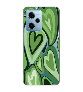 Redmi Note 12 Pro 5G Uyumlu Yeşil Kalp Desenli Şeffaf Telefon Kılıfı