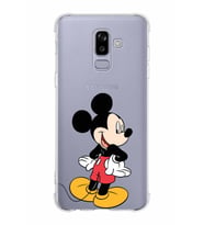 Samsung Galaxy J8 (2018)  Köşe Korumalı Antişok Kapak Mickey Mouse Tasarımlı Şeffaf  Kılıf
