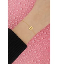 925 Ayar Gümüş Kişiye Özel Harfli Minimal Bileklik (Gold)