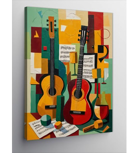 Kanvas Tablo Geometrik Gitar Düzeni