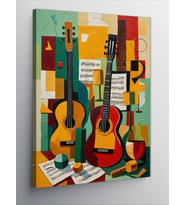 Kanvas Tablo Geometrik Gitar Düzeni