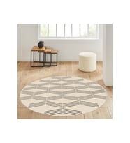 Eliana Home Baskılı, Yıkanabilir Kaymaz Taban Yuvarlak Halı LNA7103 120x120 cm (Bej)