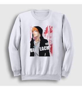 Presmono Unisex Beyaz Ichigo V2 Anime Bleach Sweatshirt 127711tt