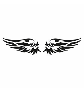 Çift Kanat Oto Logo Sticker 30x10 cm Siyah (Siyah-Siyah)