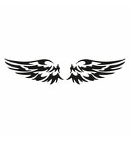 Çift Kanat Oto Logo Sticker 30x10 cm Siyah (Siyah-Siyah)