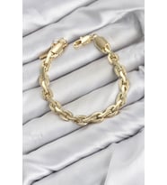 CM Kalın Zincir Model Gold Renk Pirinç Kadın Bileklik TJ-BB8600