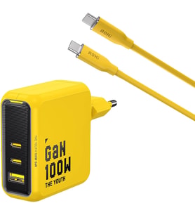 Aohi Youth 3 Portlu 100W Şarj Adaptörü Ile 140W Hızlı Şarj Kablosu Seti, Gan Teknolojisi, Usb-C Ve U