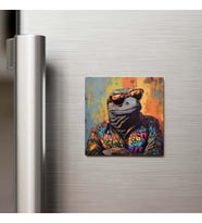 Komodo Dragon - Komodo Ejderi - Güneş Gözlüklü Style - Buzdolap Magneti - 9x9 Cm