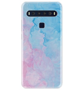 TCL 10L Kılıf Desenli Silikon Pink Blue Abstract 1385