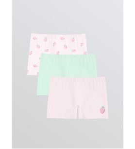 LCW Kids Pembe Çilek Baskılı Kız Çocuk Boxer 3'lü