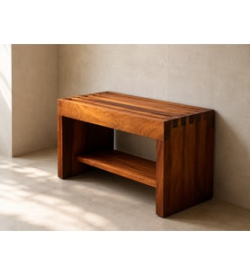 Shark Anatolia Premium Iroko Banyo Bahçe Havuz Bankı Raflı Ekstra Güçlü 86cm Indoor/Outdoor
