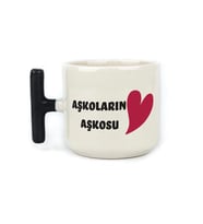 Aşkoların Aşkosu Baskılı Siyah Kulplu T Sevgililer Günü Kupası