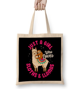 Adorable Just A Girl Who Loves Sloths & Llamas Bez Çanta Uzun Saplı