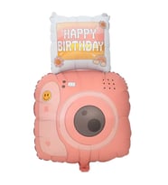 Happy Birthday Pembe Fotoğraf Makinesi Şekilli Folyo Balon
