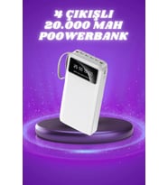 Powerbank Şarj Cihazı 4 Çıkışlı 20.000 Mah Powerbank Taşınabilir Çoklu Giriş
