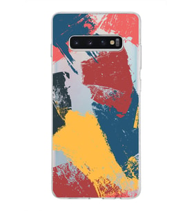 Samsung Galaxy S10 Plus Kapak Brush Stroke Tasarımlı Şeffaf Silikon Kılıf