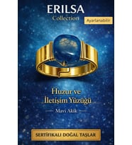 Sertifikalı Huzur ve İletişim Yüzüğü Mavi Akik Doğal Taş Yüzük Ayarlanabilir El Yapımı (Çok Renkli)
