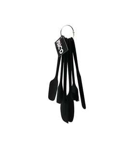 6PCS SİLİKON - SİYAH MUTFAK SETİ 2 KAŞIK - 3 SPATULA - YUMURTA FIRÇA METAL ASMA HALKALI (5343)