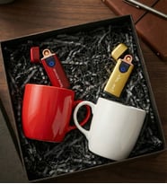 Kişiye Özel 2'li USB Çakmak & 2'li Kupa Hediye Seti (Sarı-Kırmızı)