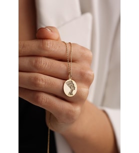 Kişiye Özel 925 Ayar Gümüş Zarif Nefertiti Figürlü Kolye (Gold)