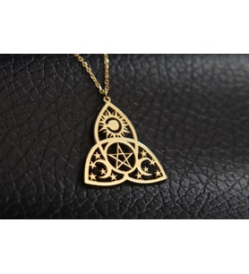 Üçlü Ay ve Pentagram Kolye Elegance Manevi Bağlantı Kolye