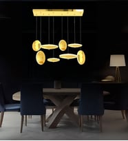 Astra 8'li Sıralı Disk Avize Led Avize Aydınlatma (Gold)