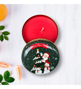 Yılbaşı Noel Baba Temalı Metal Kutuda Kokulu Mum - Yeşil