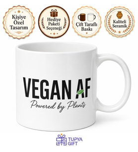 Vegan AF Baskılı Çok Vegan Olanlara Özel İngilizce Çay Kupası Hediye