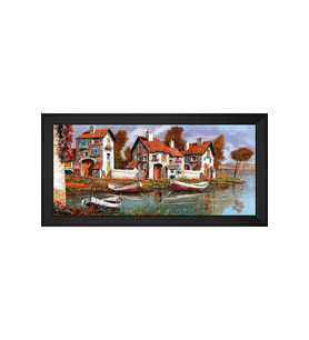 Manzara Temalı Kanvas Tablo 50 x 70 cm Siyah Çerçeve