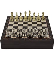 GiftHome Büyük Boy Metal Klasik Satranç Tk. Parlak ve Ceviz Desenli Sandıklı MDF Tahtası(36X36 cm.)