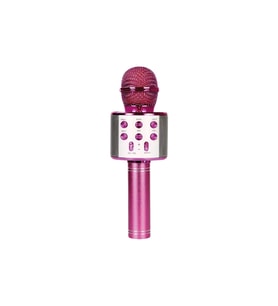 Eğlence Odaklı Kablosuz Bluetooth Karaoke Mikrofonu Şarjlı Hoparlörlü Ses Değiştirici (Pembe)