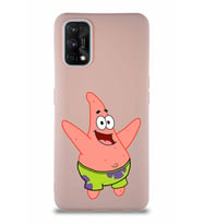 Realme 7 Pro Soft Premier Kapak Patrick Yıldız Tasarımlı Silikon Kılıf - Pudra (Şeffaf)