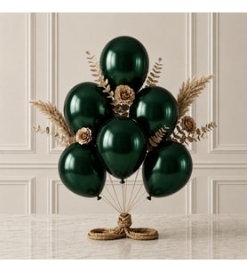 Koyu Yeşil Renk Lateks Metalik Balon (30 cm) - 6 Adet